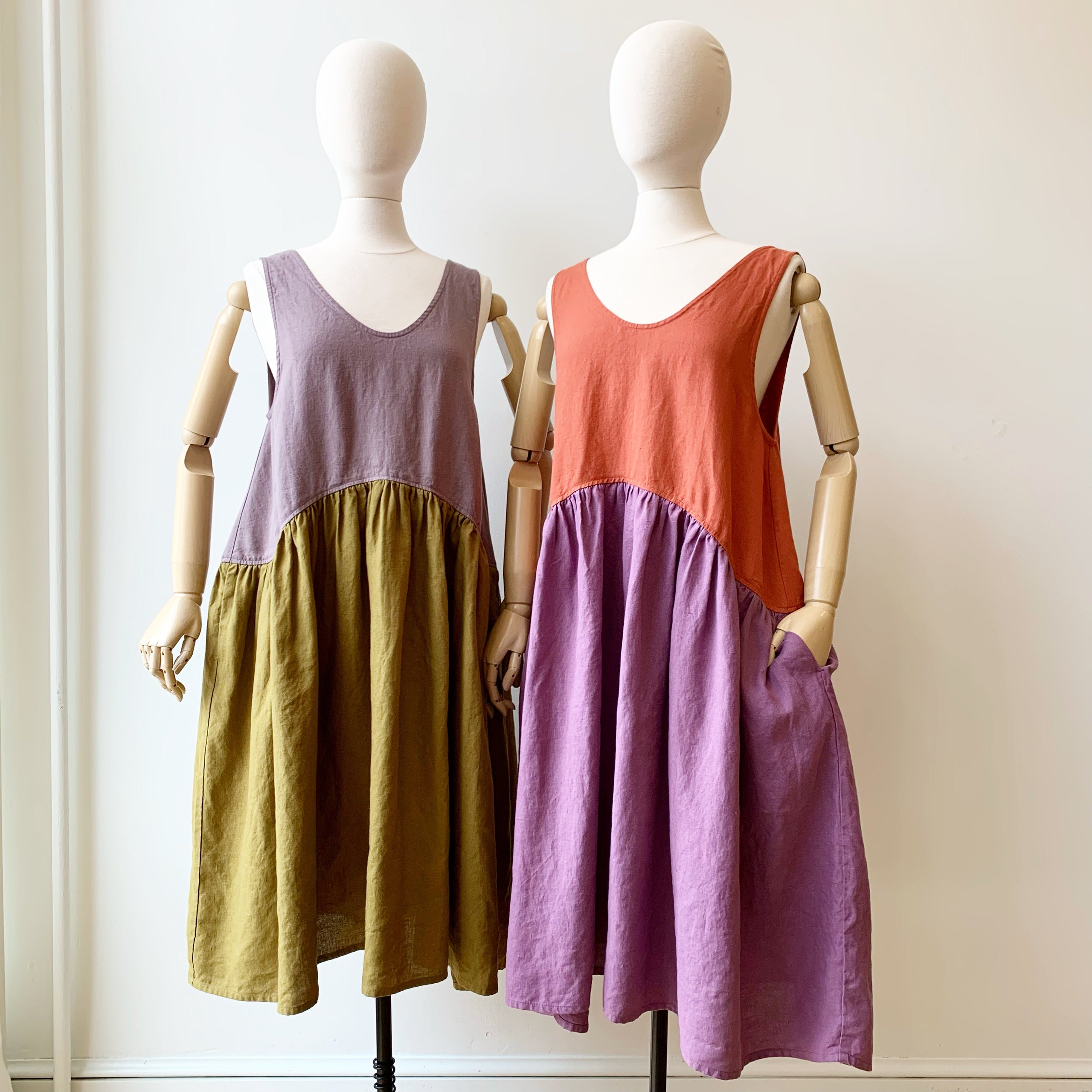 Not Perfect Linen / Two-Tone Volume Smock Dress